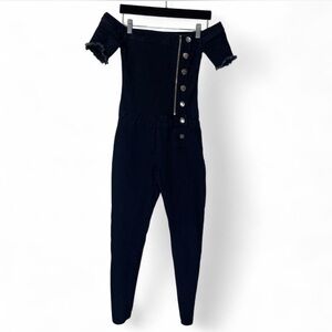 VIP Jeans Black/Blue Off-Shoulder Jumpsuit